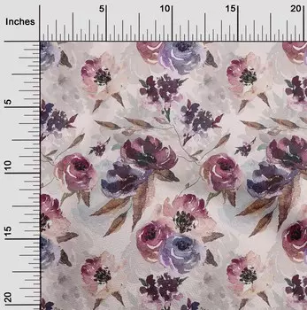 oneOone Хлопковая гибкая светло-розовая ткань Вышивание цветов Ремесленные проекты Тканевые принты в ярдах 40 дюймов 42 Inch Wide - Viscose Chiffon слоновая кость