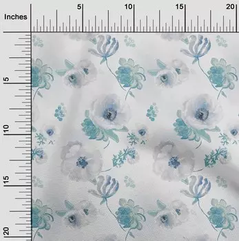 oneOone Хлопковая гибкая светло-серая ткань с цветочным принтом Материал платья Ткань с принтом Ткань в ярдах 40 дюймов 42 Inch Wide - Viscose Chiffon baby голубой
