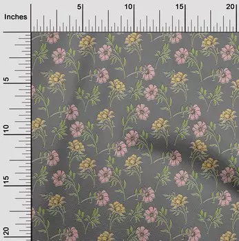 oneOone Хлопковая гибкая светло-серая ткань с листьями и цветами, цветочное шитье, поделки, принты на ткани в ярдах, 40 дюймов 42 Inch Wide - Viscose Chiffon чёрный