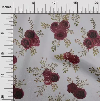 oneOone Хлопковая гибкая светло-серая ткань с листьями и розами Материал платья Ткань с принтом Ткань в ярдах 40 дюймов 42 Inch Wide - Viscose Chiffon бежевый