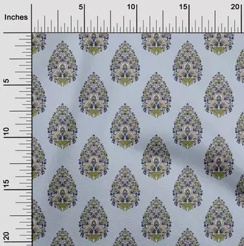 OneOone Хлопковая гибкая светло-серовато-синяя ткань с листьями и цветочными блоками, ткань для шитья с принтом, ткань для рукоделия в ярдах, 40 дюймов 42 Inch Wide - Viscose Chiffon зеленый лайм