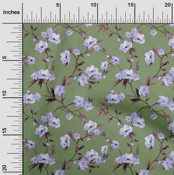 OneOone Хлопковая гибкая светло-зеленая ткань с цветочным принтом, ремесленные проекты, декоративная ткань с принтом во дворе, 40 дюймов 42 Inch Wide - Viscose Chiffon светло-зеленый