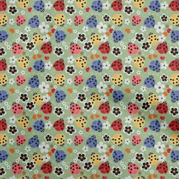 OneOone Хлопковая гибкая светло-зеленая ткань с изображением птицы, божьей коровки, одежда своими руками, стеганая ткань с принтом, ткань в ярдах, 40 дюймов 42 Inch Wide - Viscose Chiffon чёрный