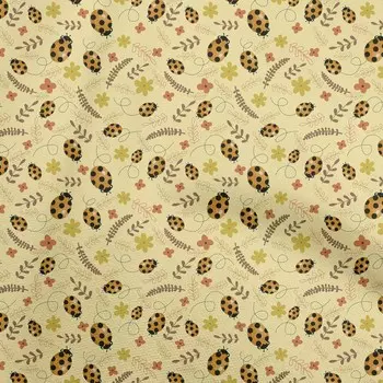 OneOone Хлопковая гибкая светло-желтая ткань с птицами и божьими коровками, принадлежности для шитья с принтом, ткань во дворе, 40 дюймов 42 Inch Wide - Viscose Chiffon светло-коричневого