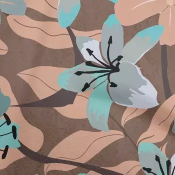 OneOone Хлопковая гибкая темно-бежевая ткань с тропическими лилиями и цветочным шитьем. Ремесленные проекты. Тканевые принты в ярдах, 40 дюймов. 42 Inch Wide - Viscose Chiffon зелёный