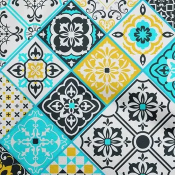 OneOone Хлопковая гибкая темно-бирюзовая синяя ткань, абстрактная традиционная ткань для шитья, ткань для рукоделия с принтом в ярдах, 40 дюймов 42 Inch Wide - Viscose Chiffon чёрный