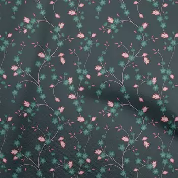 oneOone Хлопковая гибкая темно-бирюзовая синяя ткань с цветочным принтом в стиле ретро, рукоделие, принты на ткани в ярдах, 40 дюймов 42 Inch Wide - Viscose Chiffon синий