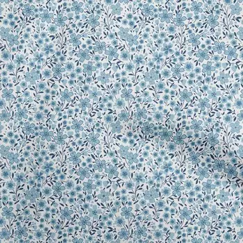 OneOone Хлопковая гибкая темно-бирюзовая синяя ткань с цветочным принтом для одежды своими руками, стеганая ткань с принтом, ткань в ярдах, 40 дюймов 42 Inch Wide - Viscose Chiffon чёрный