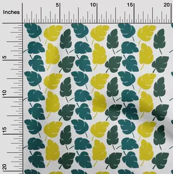 OneOone Хлопковая гибкая темно-бирюзовая зеленая ткань с листьями, блок для квилтинга, ткань для шитья с принтом во дворе, 40 дюймов 42 Inch Wide - Viscose Chiffon бордовый