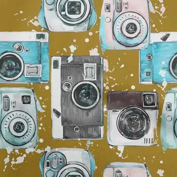 oneOone хлопковая гибкая темно-горчичная ткань, узор для камеры, ремесленные проекты, декоративная ткань, напечатанная во дворе, 40 дюймов 42 Inch Wide - Viscose Chiffon чёрный