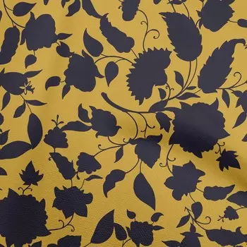 OneOone Хлопковая гибкая темно-горчичная ткань Якобинского цвета с цветочным силуэтом, материал для платья, ткань с принтом, ткань в ярдах, 40 дюймов 42 Inch Wide - Viscose Chiffon синий