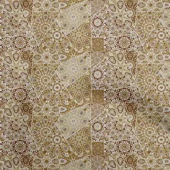 OneOone Хлопковая гибкая темно-оливково-зеленая ткань с азиатской мозаикой и цветочным шитьем, ткань с принтом в ярде, 40 дюймов 42 Inch Wide - Viscose Chiffon темный оливковый зеленый