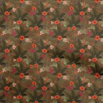 OneOone Хлопковая гибкая темно-оливково-зеленая ткань с цветочным принтом, одежда своими руками, стеганая ткань с принтом, ткань в ярдах, 40 дюймов 42 Inch Wide - Viscose Chiffon синий