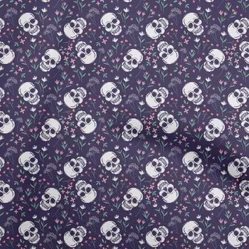 OneOone Хлопковая гибкая темно-синяя ткань с черепом для шитья Ткань для рукоделия с принтом в ярдах 40 дюймов 42 Inch Wide - Viscose Chiffon тил зеленый