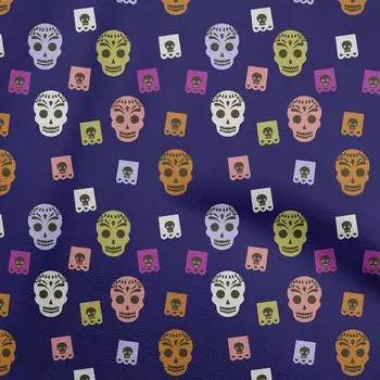 OneOone Хлопковая гибкая темно-синяя ткань с черепом, ремесленные проекты, декоративная ткань с принтом во дворе, 40 дюймов 42 Inch Wide - Viscose Chiffon чёрный