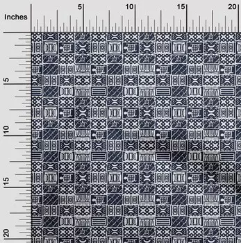 OneOone хлопковая гибкая темно-синяя ткань с геометрическим рисунком в африканском стиле, ткань для шитья во дворе с принтом, принадлежности для шитья одежды своими руками, 40 дюймов 42 Inch Wide - Viscose Chiffon синий