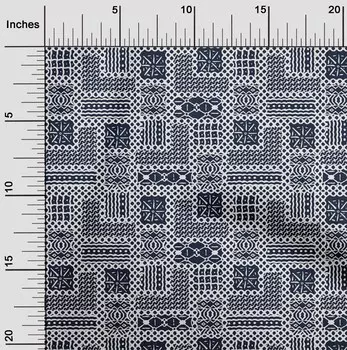 OneOone Хлопковая гибкая темно-синяя ткань с геометрическим рисунком в африканском стиле, принадлежности для шитья с принтом, ткань во дворе, 40 дюймов 42 Inch Wide - Viscose Chiffon темно-синий