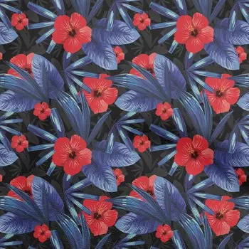 OneOone Хлопковая гибкая темно-синяя ткань с тропическим цветочным рисунком Материал платья Ткань с принтом Ткань в ярдах 40 дюймов 42 Inch Wide - Viscose Chiffon бежевый