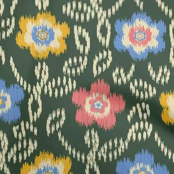 OneOone Хлопковая гибкая темно-зеленая ткань для шитья с цветочным принтом во дворе с принтом, принадлежности для шитья одежды своими руками, 40 дюймов 42 Inch Wide - Viscose Chiffon темно-зеленого