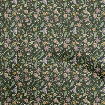 OneOone Хлопковая гибкая темно-зеленая ткань Jacobean с цветочным принтом, одежда своими руками, стеганая ткань с принтом, ткань в ярдах, 40 дюймов 42 Inch Wide - Viscose Chiffon темно-зеленого