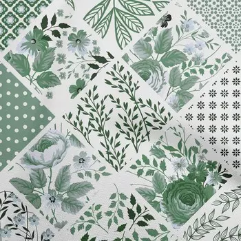 oneOone Хлопковая гибкая темно-зеленая ткань с цветочным принтом Материал платья Ткань с принтом Ткань в ярдах 40 дюймов 42 Inch Wide - Viscose Chiffon светло-зеленый