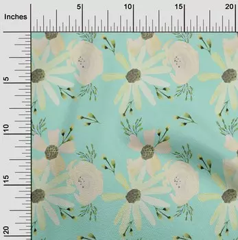 OneOone Хлопковая гибкая ткань цвета аквамарина с цветами и листьями, акварельные ремесленные проекты, декоративная ткань с принтом во дворе, 40 дюймов 42 Inch Wide - Viscose Chiffon бордовый