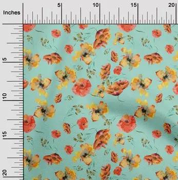 OneOone Хлопковая гибкая ткань цвета аквамарина с цветами и акварелью, ремесленные проекты, декоративная ткань с принтом во дворе, 40 дюймов 42 Inch Wide - Viscose Chiffon чёрный