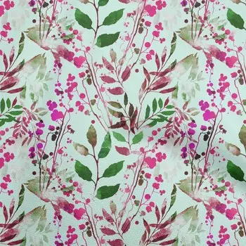 OneOone Хлопковая гибкая ткань цвета фуксии розового цвета с листьями Швейный материал Ткань с принтом в ярдах 40 дюймов 42 Inch Wide - Viscose Chiffon аквамарин