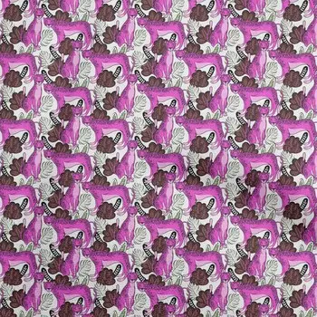 OneOone Хлопковая гибкая ткань цвета фуксии розового цвета с тропическим листом и поделок с животными, декоративная ткань с принтом во дворе 40 дюймов 42InchWide-ViscoseChiffon розовый