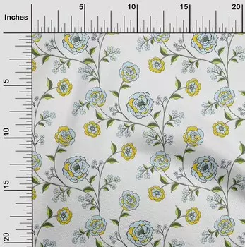 OneOone Хлопковая гибкая ткань кремового цвета с листьями и розами. Цветочный швейный материал. Ткань с принтом в ярдах, 40 дюймов. 42 Inch Wide - Viscose Chiffon розовый