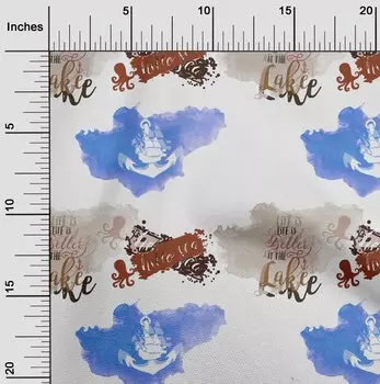 OneOone Хлопковая гибкая ткань лавандового синего цвета с текстом | Акварельная ткань с медузой и якорным крючком для шитья Ткань для рукоделия с принтом в ярдах 40 дюймов 42 Inch Wide - Viscose Chiffon глубоко персикового