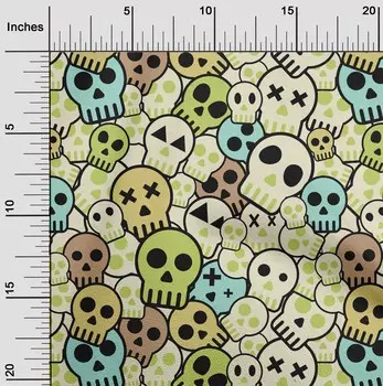 OneOone Хлопковая гибкая ткань первоцвета с черепом, принадлежности для шитья с принтом, ткань для шитья в ярдах, 40 дюймов 42 Inch Wide - Viscose Chiffon серый