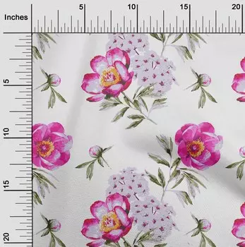 OneOone Хлопковая гибкая ткань розового цвета цвета фуксии с цветами и листьями, акварельный швейный материал, ткань с принтом в ярде, 40 дюймов 42 Inch Wide - Viscose Chiffon зелёный