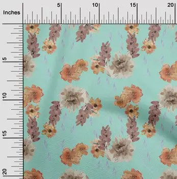 oneOone хлопковая гибкая ткань с аквамарином цветок и листья акварельное платье материал ткань с принтом ткань в ярдах 40 дюймов 42 Inch Wide - Viscose Chiffon чёрный