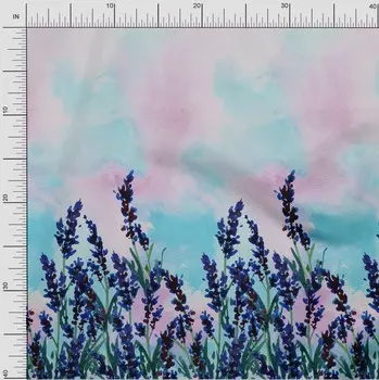 OneOone Хлопковая гибкая ткань с акварельным цветочным принтом и панелью 1 ярд 40 дюймов 42 Inch Wide - Viscose Chiffon аква голубой