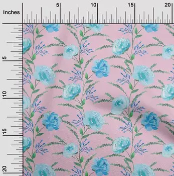 OneOone Хлопковая гибкая ткань с акварельными листьями и пионами, швейная ткань с цветочным принтом BTY, 40 дюймов 42 Inch - Viscose Chiffon чёрный