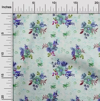 oneOone Хлопковая гибкая ткань с акварельными листьями и цветочным цветочным принтом в ярдах 40 дюймов 42 Inch - Viscose Chiffon мятный зеленый