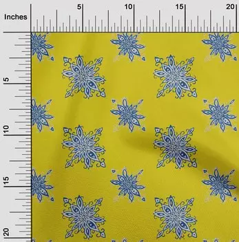 oneOone Хлопковая гибкая ткань с цветочным блочным принтом BTY шириной 40 дюймов 42 Inch - Viscose Chiffon чёрный