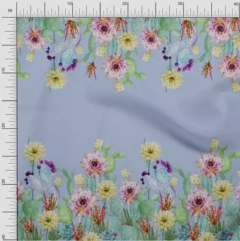 oneOone Хлопковая гибкая ткань с цветочным и кактусовым принтом BTY 40 дюймов 42 Inch Wide - Viscose Chiffon синий