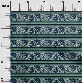 oneOone Хлопковая гибкая ткань с листьями и цветочным блочным принтом BTY 40 дюймов 42 Inch - Viscose Chiffon кадет синий