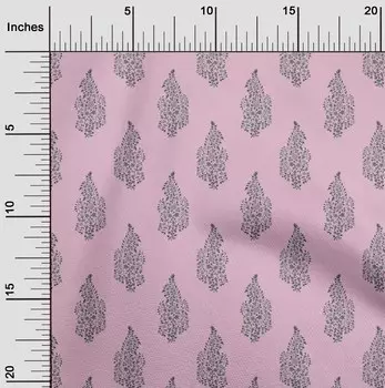 oneOone Хлопковая гибкая ткань с листьями и цветочным блочным принтом BTY 40 дюймов 42 Inch - Viscose Chiffon чёрный