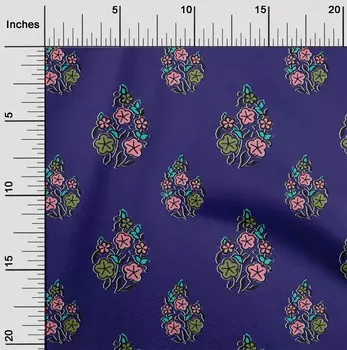 oneOone Хлопковая гибкая ткань с листьями и цветочным блочным принтом BTY 40 дюймов 42 Inch - Viscose Chiffon розовый