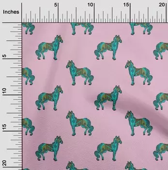 oneOone Хлопковая гибкая ткань с принтом в виде лошади, ширина 1 ярд, 40 дюймов 42 Inch - Viscose Chiffon чёрный