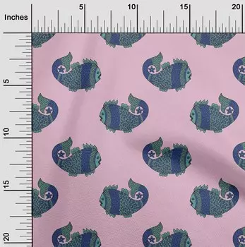 oneOone Хлопковая гибкая ткань с принтом в виде рыбы, ширина 1 ярд, 40 дюймов 42 Inch - Viscose Chiffon чёрный