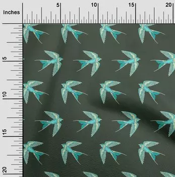 oneOone хлопковая гибкая ткань с вышивкой ласточкой и птицей ткань с принтом BTY 40 дюймов 42 Inch Wide - Viscose Chiffon оливковое зеленый