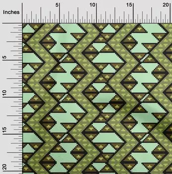 oneOone хлопковая гибкая ткань шеврон пламя стежка принт швейная ткань BTY 40 дюймов 42 Inch - Viscose Chiffon зелёный