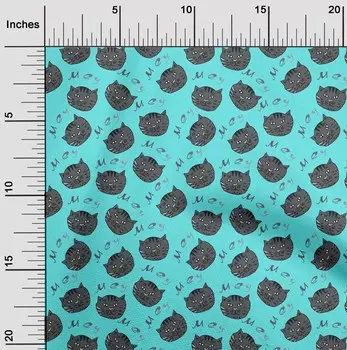 OneOone Хлопковая гибкая ткань синего цвета с кошачьим лицом, одежда для рукоделия, стеганая ткань с принтом, ткань в ярдах, 40 дюймов 42 Inch Wide - Viscose Chiffon чёрный