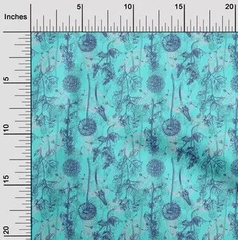 OneOone Хлопковая гибкая ткань синего цвета с художественным цветком, одежда своими руками, стеганая ткань с принтом, ткань в ярдах, 40 дюймов 42 Inch Wide - Viscose Chiffon аквамарин