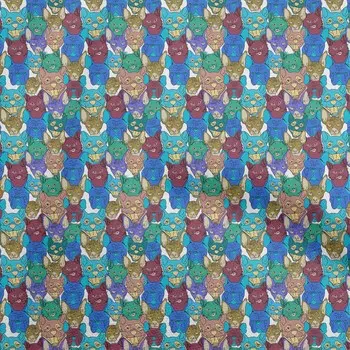 OneOone Хлопковая гибкая ткань среднего синего цвета с изображением кошки, одежда своими руками, стеганая ткань с принтом, ткань в ярдах, 40 дюймов 42 Inch Wide - Viscose Chiffon средний синий