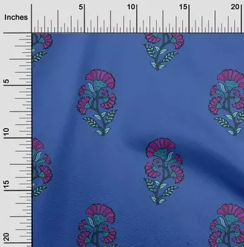 OneOone Хлопковая гибкая ткань среднего синего цвета с цветочными блоками, ткань для шитья с принтом, ткань для рукоделия в ярдах, 40 дюймов 42 Inch Wide - Viscose Chiffon тил зеленый